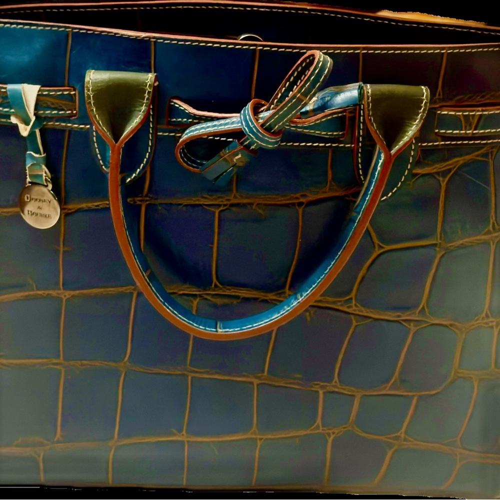 Dooney & Bourke Blue Crocodile-Embossed Satchel